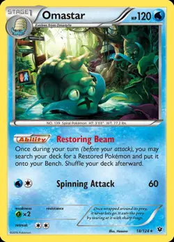 Pokemon Omastar (18/125) Fates Collide LP REVERSE HOLO - Image 1