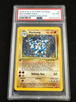 Pokemon Machamp 8/102 2-Player CD-Rom Cosmos Holo 1st Edition PSA 6 EX-MT - Image 1