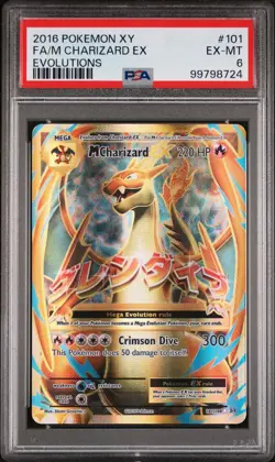 2016 Pokemon Evolutions M Charizard EX Full Art Ultra Rare 101/108 PSA 6 EX-MT - Image 1