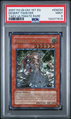 2007 YU-GI-OH! TAEV-TACTICAL EVOLUTION 1ST ED-ULTIMATE RARE DESERT TWISTER PSA 9 - Image 1