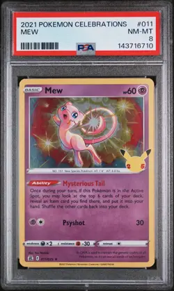 2021 POKEMON CELEBRATIONS #011 MEW PSA 8 - Image 1