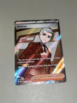 Pokemon TCG Atticus 134/131 Ultra Rare Full Art Trainer Prismatic Evolutions NM - Image 1
