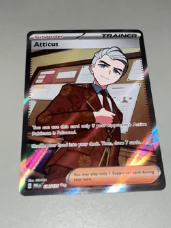 Pokemon TCG Atticus 134/131 Ultra Rare Full Art Trainer Prismatic Evolutions NM - Image 3