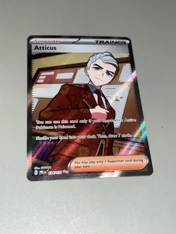 Pokemon TCG Atticus 134/131 Ultra Rare Full Art Trainer Prismatic Evolutions NM - Image 5