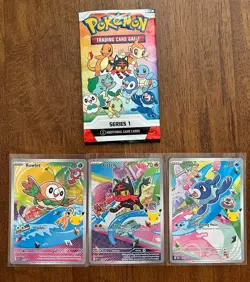 Pokemon First Partner Illustration Collection Series 1 Alolan Starters Promo Set - Image 1