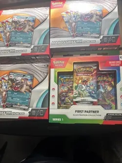 Pokemon Mabosstiff ex Showcase Box Lot of 3 Plus (1) First Partner Illustration - Image 1