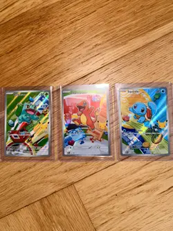 Pokemon First Partner Illustration Bulbasaur Charmander Squirtle Kanto Gen 1 Set - Image 1