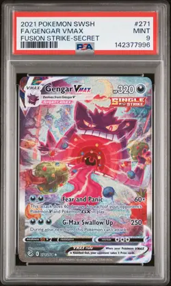 2021 POKEMON SWORD & SHIELD FUSION STRIKE SECRET #271 FULL ART/GENGAR VMAX PSA 9 - Image 1