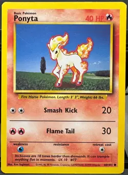 Ponyta 60/102 Base Set Pokemon TCG 1999 MP - Image 1