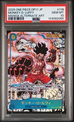 2025 ONE PIECE JPN OP11-A FIST OF DIVINE SPEED #118 MONKEY D. LUFFY PSA 10 - Image 1
