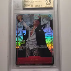 Bandai One Piece CCG Shanks SR Manga Art Rush Holo Emperors Beckett 9.5 2024 - Image 3