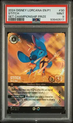 2024 DISNEY LORCANA EN P1 | SET CHAMPIONSHIP PRIZE #30 STITCH - ROCK STAR PSA 9 - Image 1