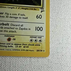 Pokemon TCG Zapdos Base Set 2 Holo Unlimited Rare Card 20/130 - Image 4
