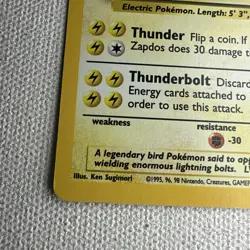 Pokemon TCG Zapdos Base Set 2 Holo Unlimited Rare Card 20/130 - Image 5