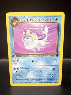 Pokemon TCG Dark Vaporeon 1st Edition Uncommon Card 45/82 B - Image 1