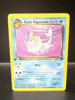 Pokemon TCG Dark Vaporeon 1st Edition Uncommon Card 45/82 B - Image 2