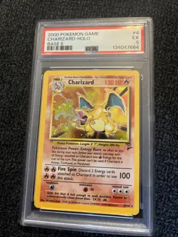 Charizard Base Set 2 Holo Rare Card #4 Swirl PSA 5 - Image 2