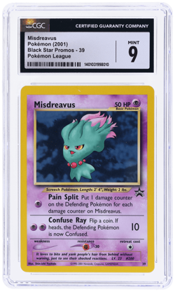 2001 Pokemon Black Star Promo Misdreavus Pokemon League #39 CGC 9 - Image 1