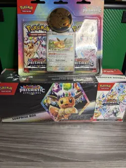 Pokemon Prismatic Evolutions Surprise Box & Booster Bundle W/ 2 Pack Blister Lot - Image 1