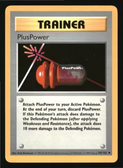 PlusPower 84/102 Uncommon Base Set Shadowless Pokemon Unlimited Lightly Played - Image 1