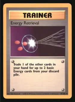 Energy Retrieval 81/102 Uncommon Base Set Unlimited Pokemon Lightly Played - Image 1
