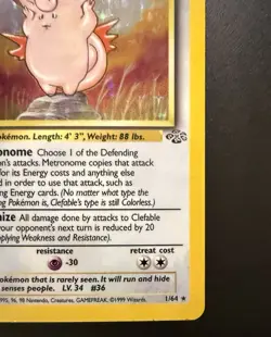 Pokemon TCG Clefable Jungle 1/64 Holo Rare Unlimited WOTC LP-NM - Image 4