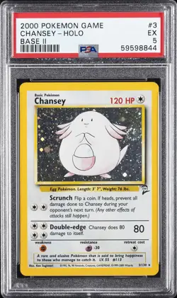 2000 POKEMON BASE SET 2 #3 CHANSEY-HOLO PSA 5 - Image 1