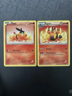 Tepig & Pignite From Pokemon Black & White, 16/114 And 18/114 Regular - Image 1