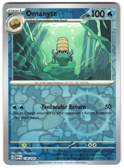 Omanyte - 138/165 Reverse Holo SV: Scarlet & Violet 151 English Pokemon NM - Image 1