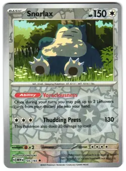 Snorlax 143/165 Reverse Holo SV: Scarlet & Violet 151 English Pokemon NM - Image 1