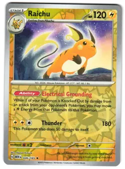 Raichu 026/165 Reverse Holo SV: Scarlet & Violet 151 English Pokemon NM - Image 1