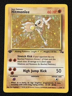 Pokemon Hitmonlee 7/62 (1st Edition) Fossil Holo (Never Played) *Near Mint* - Image 1
