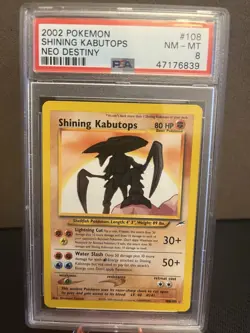 Pokemon TCG Shining Kabutops Neo Destiny Secret Rare Card 108/105 PSA8 - Image 1