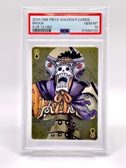 One Piece PSA10 Golden Playing Cards Brook Nine of Clubs Limited Edition - Image 1