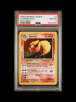 1999 POKEMON JUNGLE NO SYMBOL #3 FLAREON-HOLO PSA 8 - Image 1
