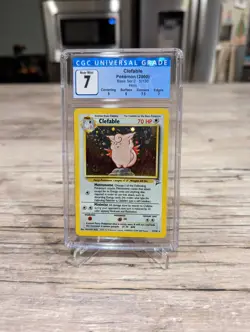 Pokemon 2000 Clefable 5/130 Base Set 2 Holo CGC 7 Near Mint PSA - Image 1