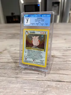 Pokemon 2000 Clefable 5/130 Base Set 2 Holo CGC 7 Near Mint PSA - Image 2