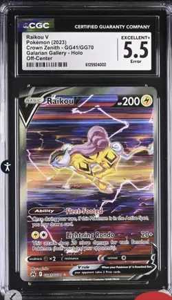Pokemon TCG Raikou V GG41 Crown Zenith CGC 5.5 ERROR ALT ART 🔥 - Image 1
