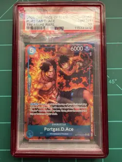 Bandai Portgas.D.Ace Royal Blood OP08-052 Treasure Rare Foil PSA 10 - Image 1