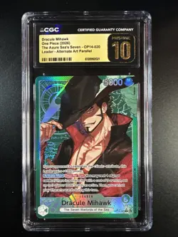 One Piece op14-eb04 Dracule Mihawk Alt Art Leader CGC 10 Pristine - Image 1