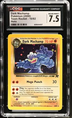 Pokemon TCG GRADED 2000 Dark Machamp 10/82 Team Rocket UNLR NM+ 7.5 ENG - Image 1