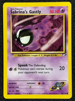 Sabrina's Gastly 93/132 Gym Heroes Series Common Basic Pokemon Card WOTC 2000 NM - Image 1