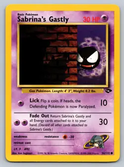 Sabrina's Gastly 96/132 Common Gym Challenge Pokemon Unlimited Lightly Played - Image 1