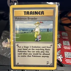 Pokemon Breeder 105/130 Trainer Base Set 2 NON-HOLO Rare Pokemon Card LP - Image 1