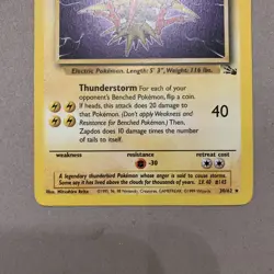 Pokemon TCG - Zapdos 30/62 - Fossil Set Non-holo - Near Mint NM - Image 3