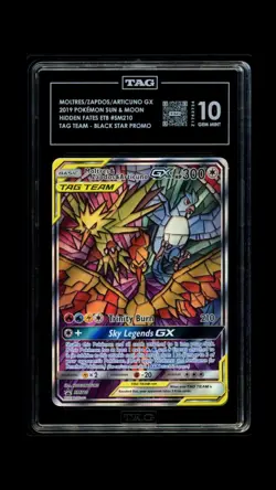 Pokemon Hidden Fates Moltres Zapdos Articuno GX SM210 TAG 10 - Image 1