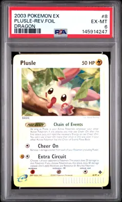 PSA 6 2003 Pokemon EX Dragon Plusle 8/97 Reverse Holo Foil Card - Image 1