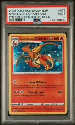 2022 POKEMON SWSH BLACK STAR PROMO #075 SPECIAL DELIVERY CHARIZARD-HOLO PSA 9 - Image 1