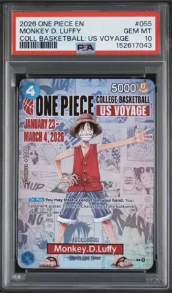 2026 ONE PIECE PROMOS COLLEGE BASKETBALL : US VOYAGE MONKEY D. LUFFY PSA 10 - Image 1