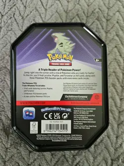 Pokemon TCG Triple Whammy Tin Collector Tin w 3 Foil Cards & Live Code Card Purp - Image 2